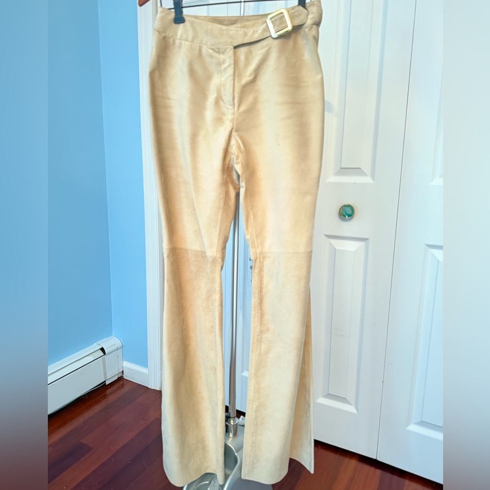 Moda International Cream Genuine Suede Pants